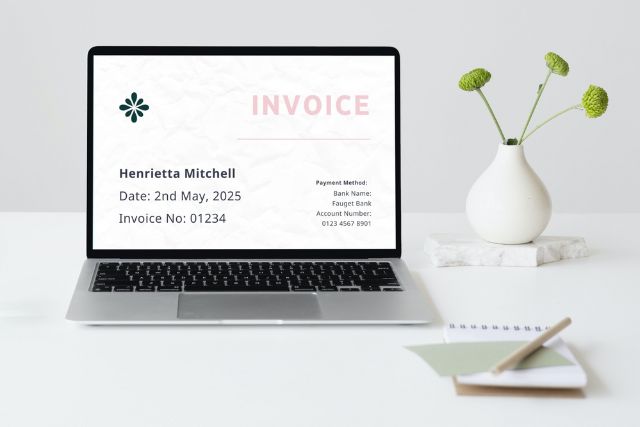 invoice on laptops, Officiency, sole trader bookkeeping